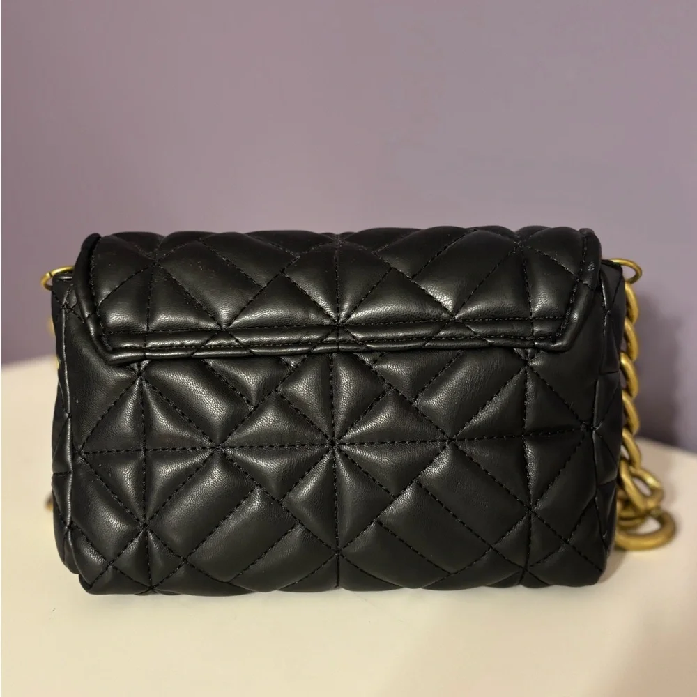Black Quilted Shoulder Bag - Picture 2 of 3